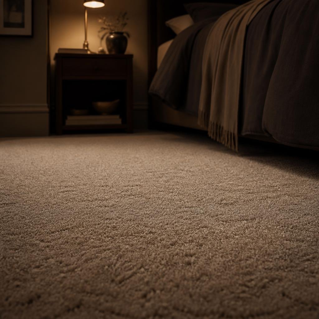 Plush carpet installation in a master bedroom